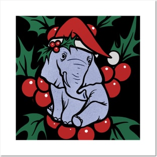 Christmas Elephant Posters and Art